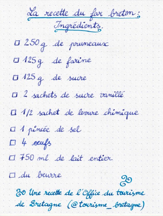 Checkliste Ingrédients Far breton